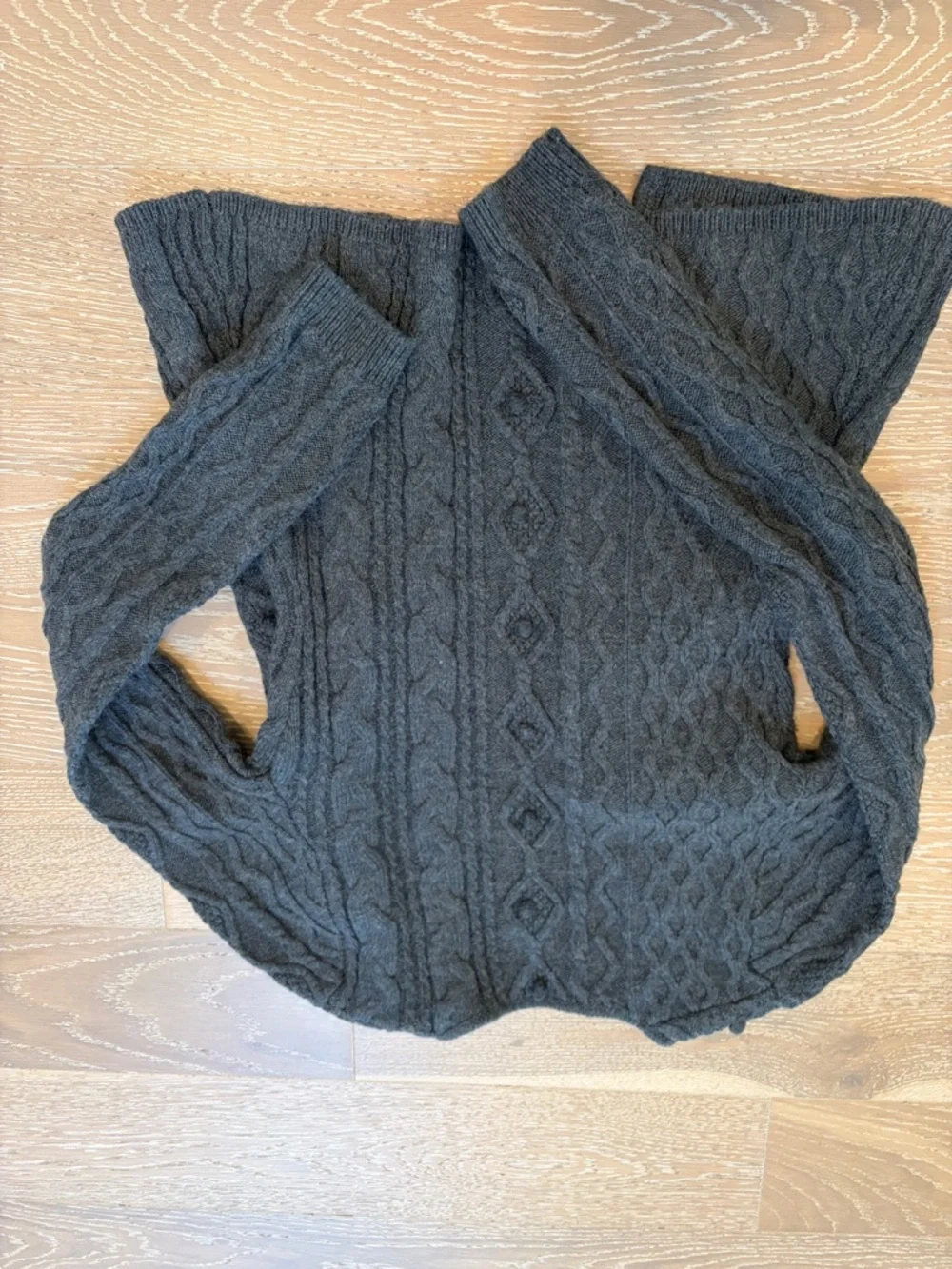 Zara Charcoal Cable-Knit Bobble Button Cardigan - Picture 4 of 4